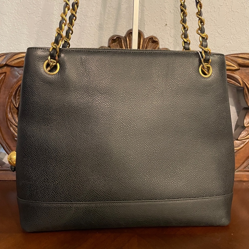 SOLD Chanel Vintage Timeless Chain Shopping Tote Shoulder Bag Caviar Leather - Picture 6 of 17